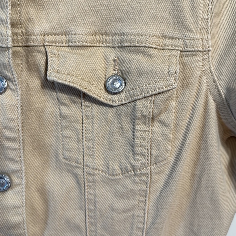 Denim Khaki Women’s Stretchy Short Sleeve Button Up Jacket Size Medium - Picture 6 of 9